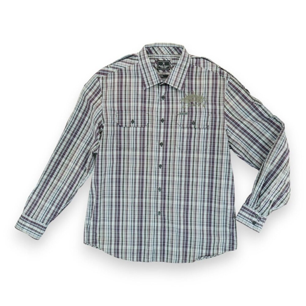 Marc Ecko No 72‎ Times Square New York Long Sleeve Embroidered Button Up Large
